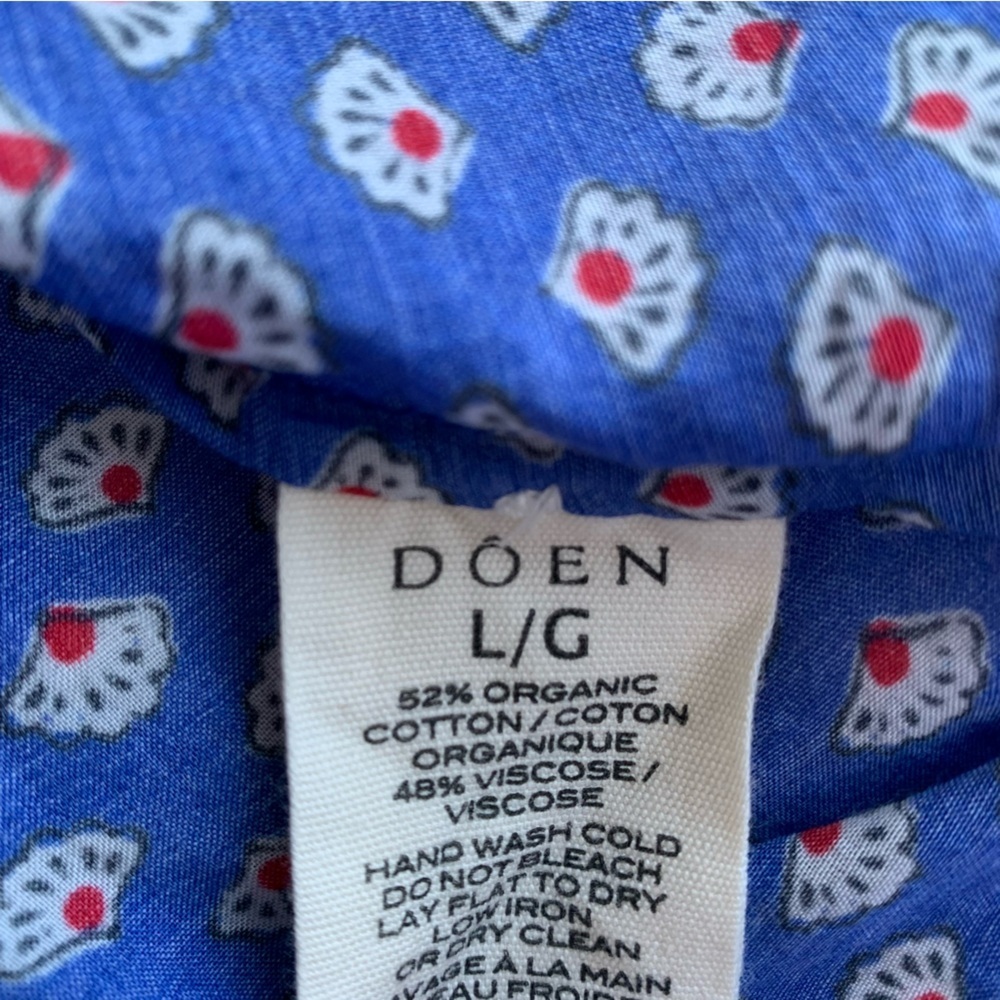 NWT Doen June Cotton Crew Neck Puff Short Sleeve Blouse Top Bord De Mer Blue - Picture 6 of 6
